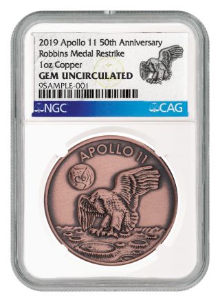 2019 Apollo 11 50th Anv Robbins Medal 1 Oz Copper Antiqued Ngc Gem Unc Sku55121