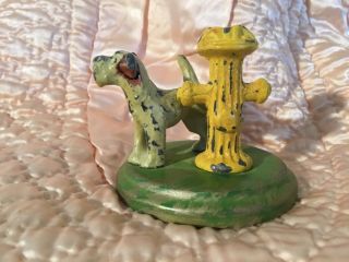 Vintage Lead Metal Dog And Hydrant Den/pencil Holder