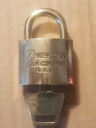 Vintage American Lock Co - Us Military - Brass - Padlock - W/key Good Conditon