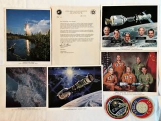 Nasa Apollo - Soyuz Test Project Patches,  Pictures,  And Letter