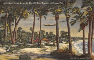 Tampa Florida 1940s Wwii Postcard Island Target Range For Mac Dill Field Bombers