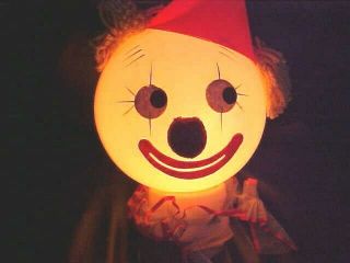 Vtg Vinyl Plastic Clown Head Lamp Night Light Circus Carnival Game Prize Odd