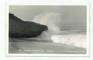 Ca San Diego California Antique Real Photo Rppc Post Card Breakers Sunset Cliffs