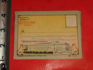 Je322 Vintage Mini Souvenir Fold - Out Postcard Folder Cleveland Ohio