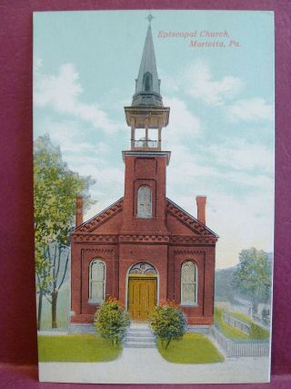 Old Postcard Episcopal Church Marietta Pa