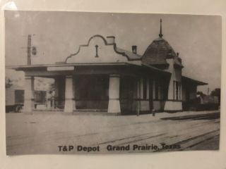 Grand Prairie Texas T&p Rr Station Railroad Depot B&w Real Photo Postcard Rppc