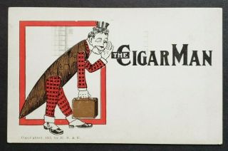 The Cigar Man - 1905 Old Postcard (ej)