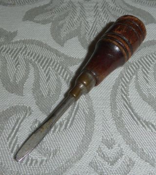 Vintage Wood Handle Small Flat Head Screwdriver
