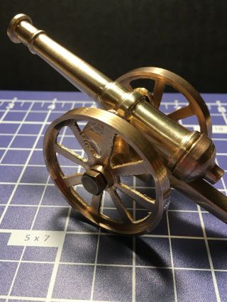 Minature Brass Desktop Cannon 5 3/8”long Decor