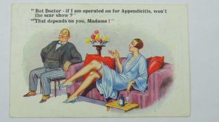 1933 Inter - Art Mcgill Comic Postcard Flapper Stockings Garter Appendix Scar
