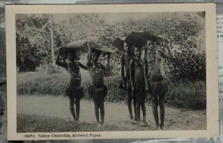 Papua Guinea,  Trobriand Islands,  Native Girls,  Rain Capes Early 1900s Rppc