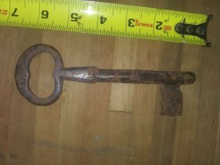 Vintage Large 6 - 1/2 " Cast Iron Skeleton Key - Jail Key?