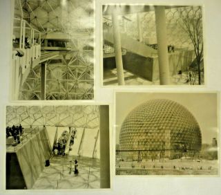 Set Of 4 Vintage 1967 Montreal Expo Photos 8x10,  Geodesic Dome,  Black & White,
