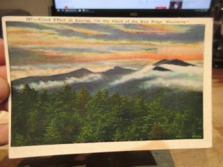 Vintage Old Postcard North Carolina Asheville Blue Ridge Mountains Cloud Sunrise