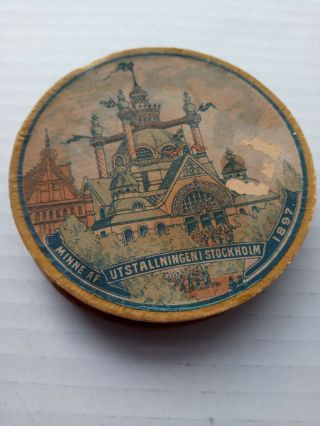 Rare 1897 Swedish Wax Medalion King Oscar Art & Industrial Exhibition Stockholm 2