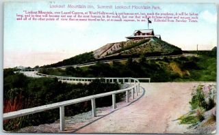 1910s Hollywood,  Ca Postcard Lookout Mountain Inn Laurel Canyon Road View