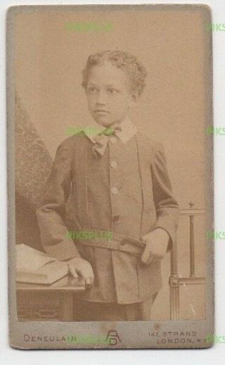 Old Cdv Photo Young Boy With West Indian Features Deneulain Studio Strand London