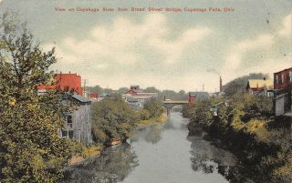 Lps48 Cuyahoga Falls Ohio View Of Cuyahoga River From Broad St.  Bridge Postcard
