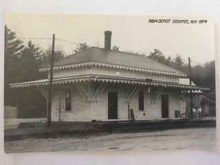 Ossipee Hampshire B&m Rr Station Railroad Depot B&w Real Photo Postcard Rppc