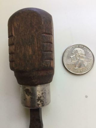 Wood Handle Vintage Screwdriver.  Stubby 3 - 1/2 Inches Old Wooden Handle Tools.