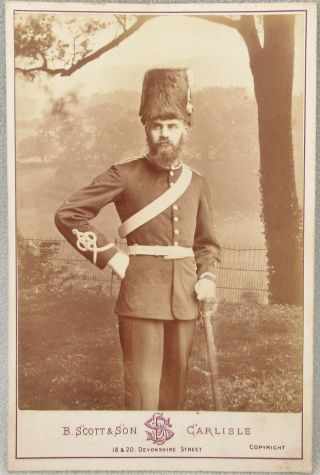 Cabinet Card Soldier Royal Scots Dragoon Victorian Antique Photo Carlisle