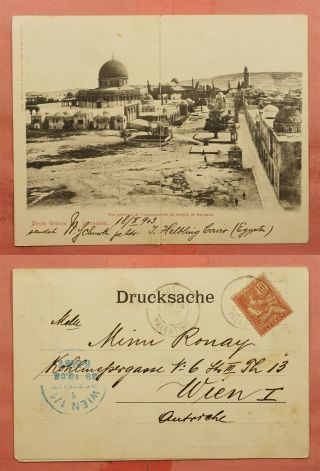 1903 France Levant Jerusalem Panorama 2 Pane Postcard Palestine To Austria
