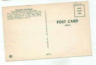 NJ Paterson Jersey vintage post card Holland Submarine in Westside Park 2