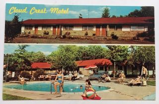 Vintage Chrome Pc Cloud Crest Motel " At The Top Of The Poconos " (albert Koster)
