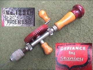 ☆ Defiance By Stanley No.  1220 1/4 " Hand Drill W/8 Points Full Decal ☆