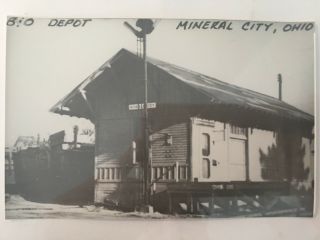 Mineral City Ohio B&o Rr Station Railroad Depot B&w Real Photo Postcard Rppc