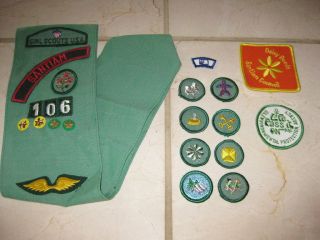 Vintage Girl Scout Sash With 16 Patches - Gs Usa Sash W Patch Merit Badges