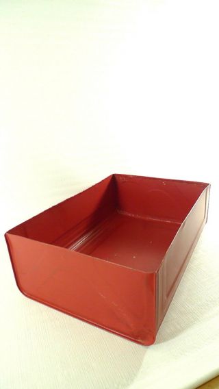 Vintage Industrial RED METAL STORAGE Bin Tin Box 2