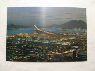 Night View Kai Tak Airport Hong Kong China Continental Sized Postcard