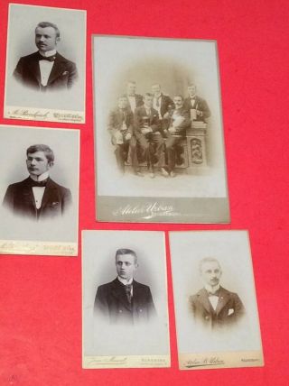 Antique Cabinet Card 6 Young Drinking Friends 4 Of 6 Have Cdv Photos Also.  130yrs