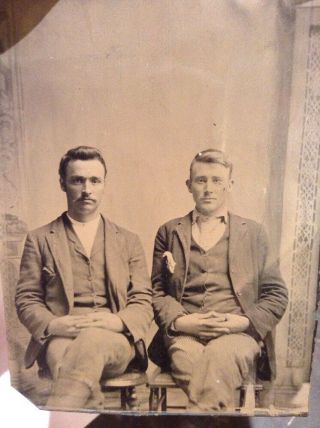 Antique Tintype Photo 2 Handson Young Men Gay Interest
