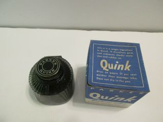 Vintage Parker Ink Quink Permanent Royal Blue Full Bottle Boxed 2 oz 2