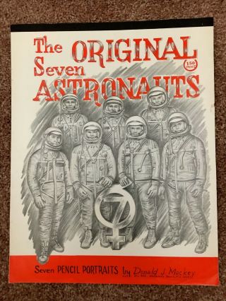 1965 The Seven Astronauts Pencil Portraits Nasa John Glen Alan Shepard