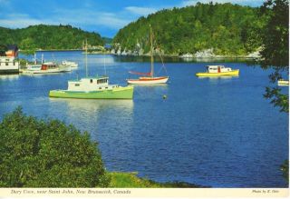 Dury Cove Near Saint John Nb Brunswick Boats Kennebacasis C1977 Postcard D9