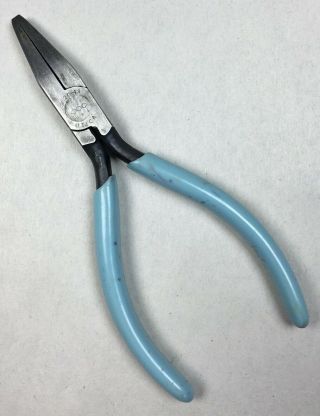 Vintage Utica Drop Forge & Tool Company 20 - 4 1/2 Flat Nose Pliers Usa Tool Blue