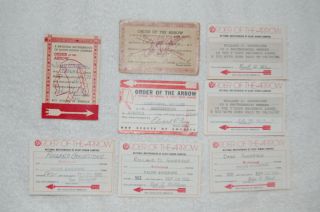 Vintage Boy Scout Oa Order Of The Arrow Membership Pocket Cards 253,  79,  502