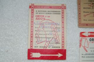 Vintage Boy Scout OA Order of the Arrow Membership Pocket Cards 253,  79,  502 2