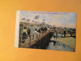 C1907 Postcard Social Gathering,  Far Rockaway Beach,  Li,  Ny 999