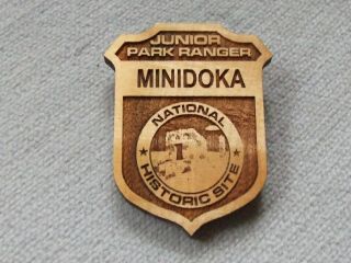 Rare Minidoka National Park Wood Junior Ranger Badge Nointshp Japanese Camp Wwii