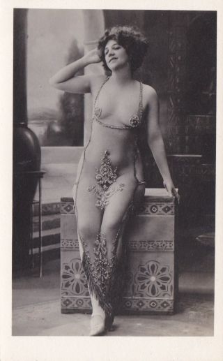 French Nude Rppc Real Photo Postcard Risqué Lingerie Pretty Woman 1910s