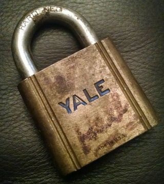 Vintage Antique Yale & Towne Mfg Co Rustic Yale Padlock Lock Display No Key Usa