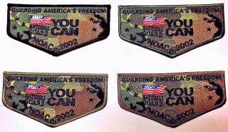 Order Of The Arrow Noac 2002 Us Army National Guard Forest Camo Flap 4 - Patch Set