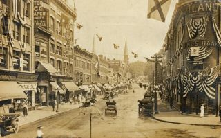 Rutland,  Vt Rppc Center Street All Decorated For The Carnival 1915