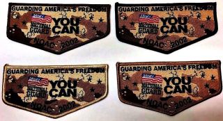 Order Of The Arrow Noac 2002 Us Army National Guard Desert Camo Flap 4 - Patch Set
