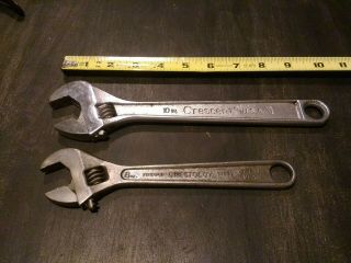 Set Of 2 Crescent Crestoloy Adjustable Wrenches 10 " & 8 "