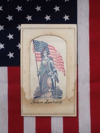 1861 Patriotic Civil War CDV - LADY LIBERTY & OLD GLORY - Rare Color Image - NY Back ' n 3